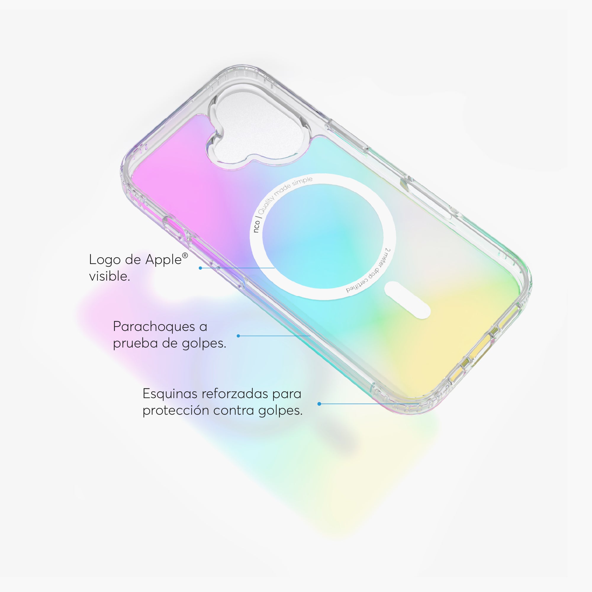 SafeCase Clear Rainbow para iPhone 16 Series Compatible con MagSafe
