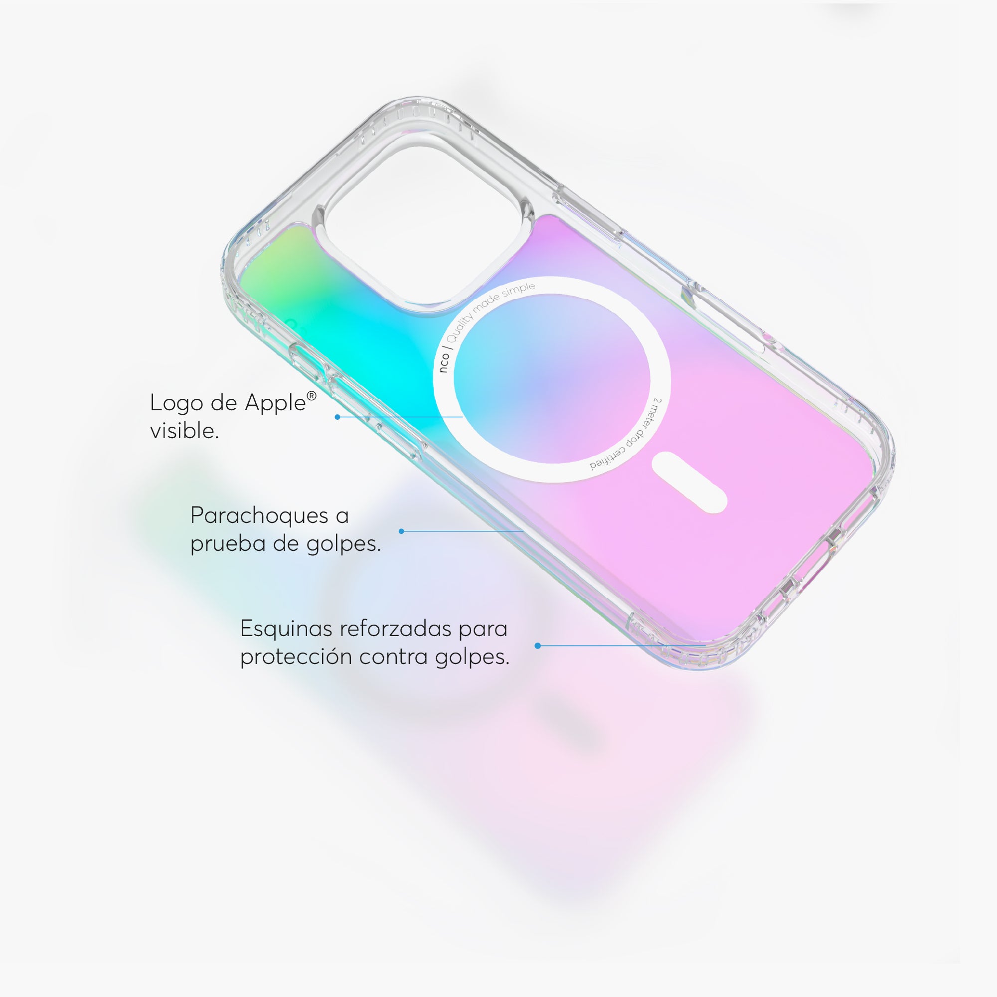 SafeCase Clear Rainbow para iPhone 16 Series Compatible con MagSafe