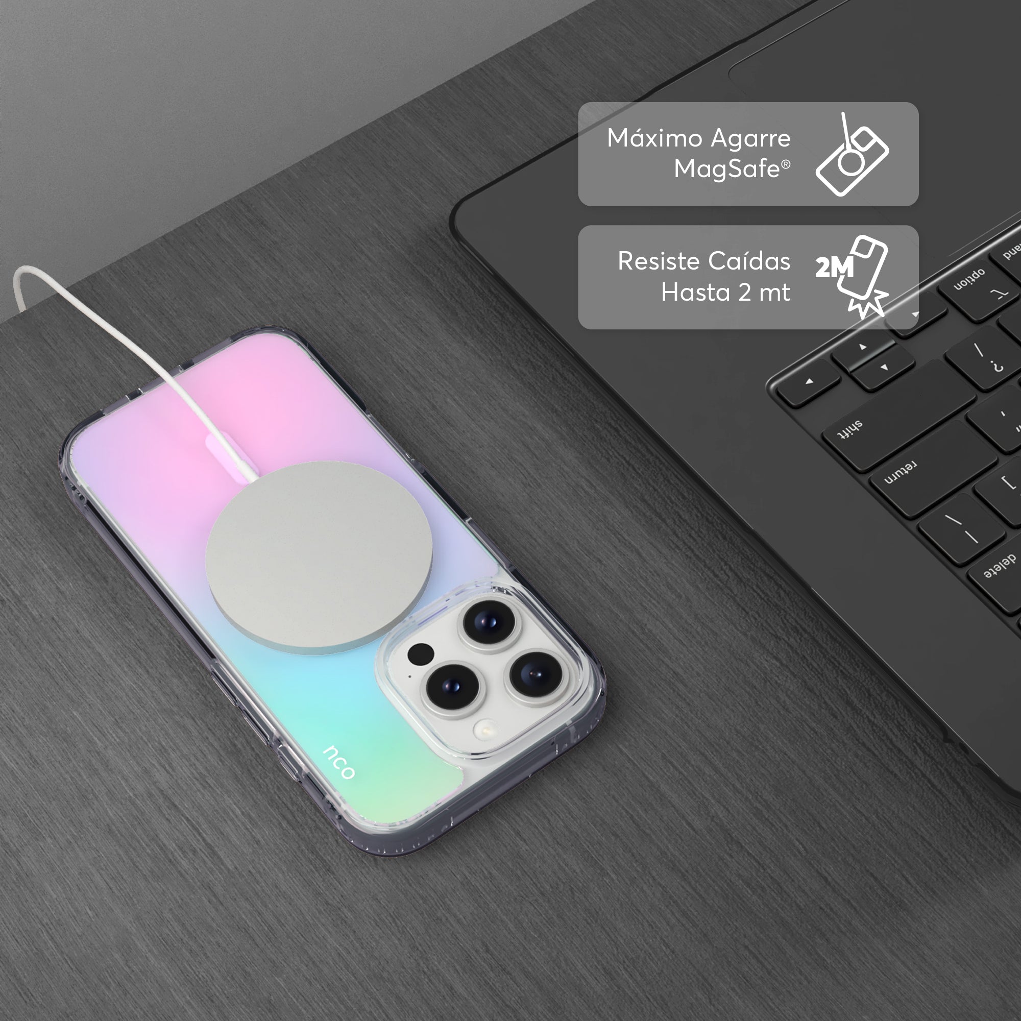 SafeCase Clear Rainbow para iPhone 16 Series Compatible con MagSafe