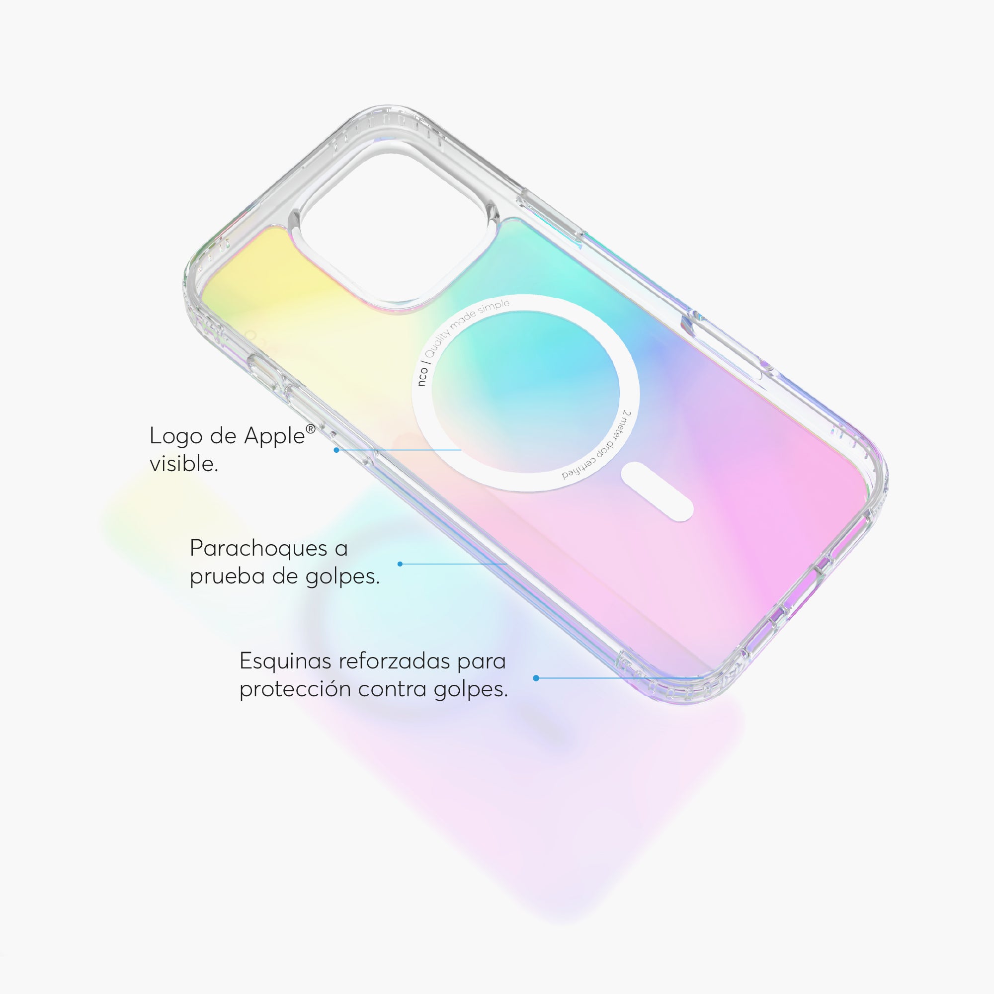 SafeCase Clear Rainbow para iPhone 16 Series Compatible con MagSafe