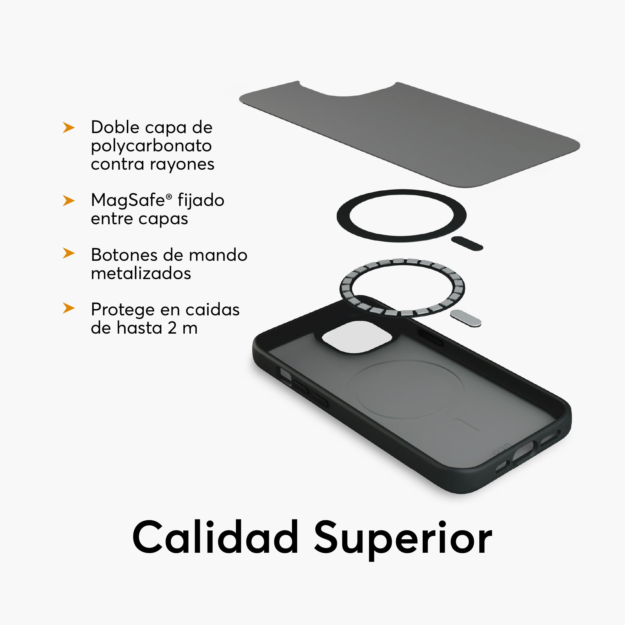 SafeCase Lite Negro para iPhone 15 Series Compatible con MagSafe
