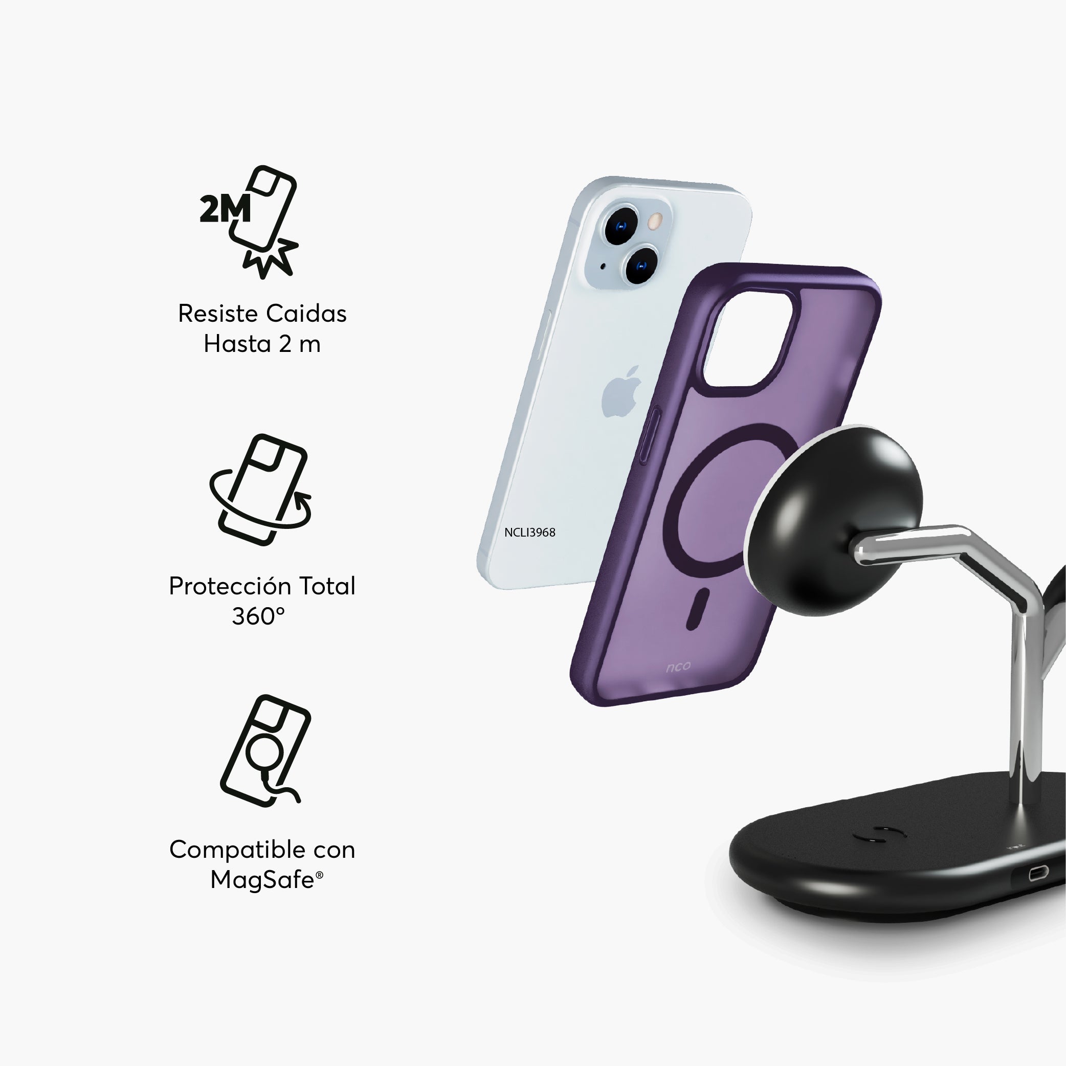 SafeCase Lite Morado para iPhone 15 Series Compatible con MagSafe