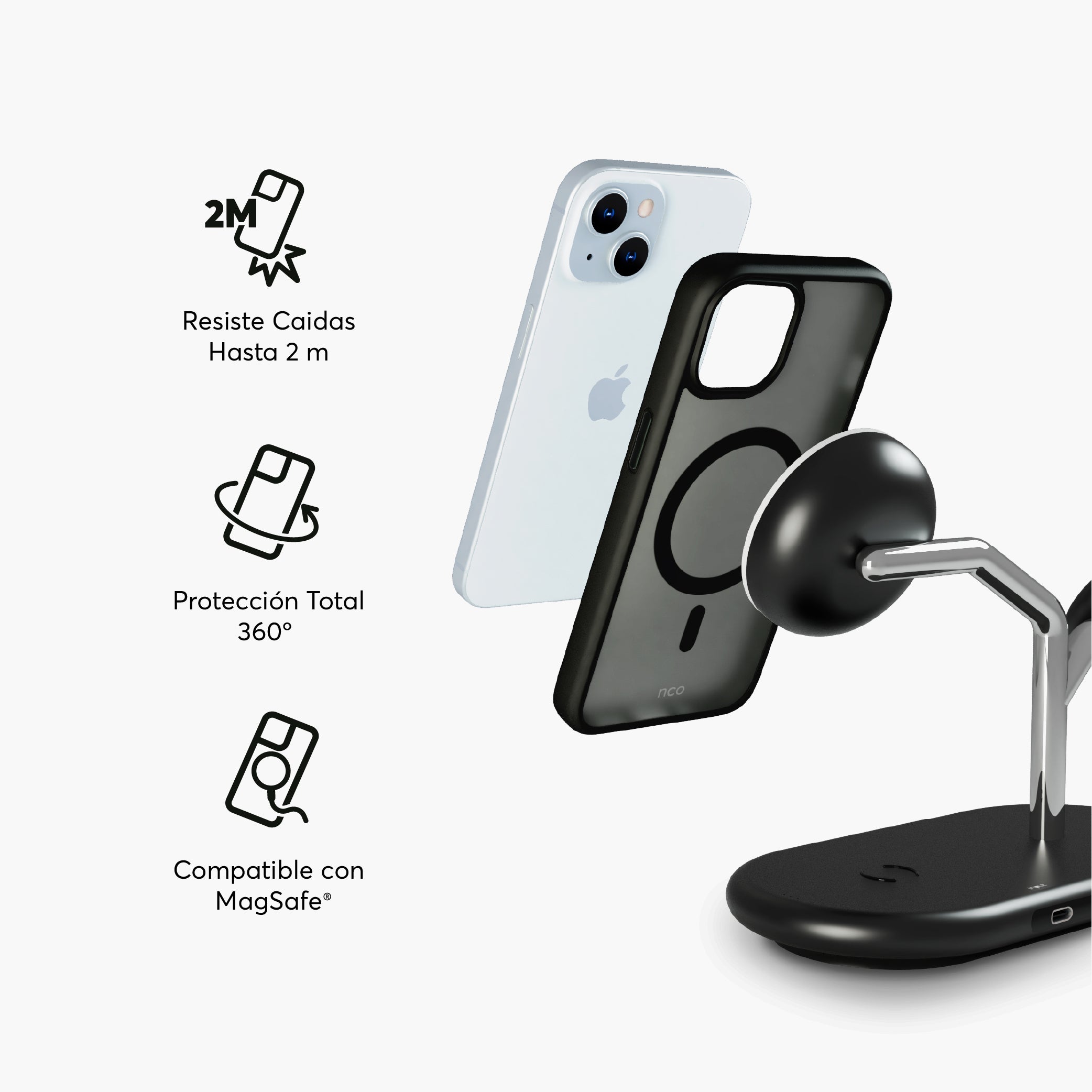 SafeCase Lite Negro para iPhone 15 Series Compatible con MagSafe