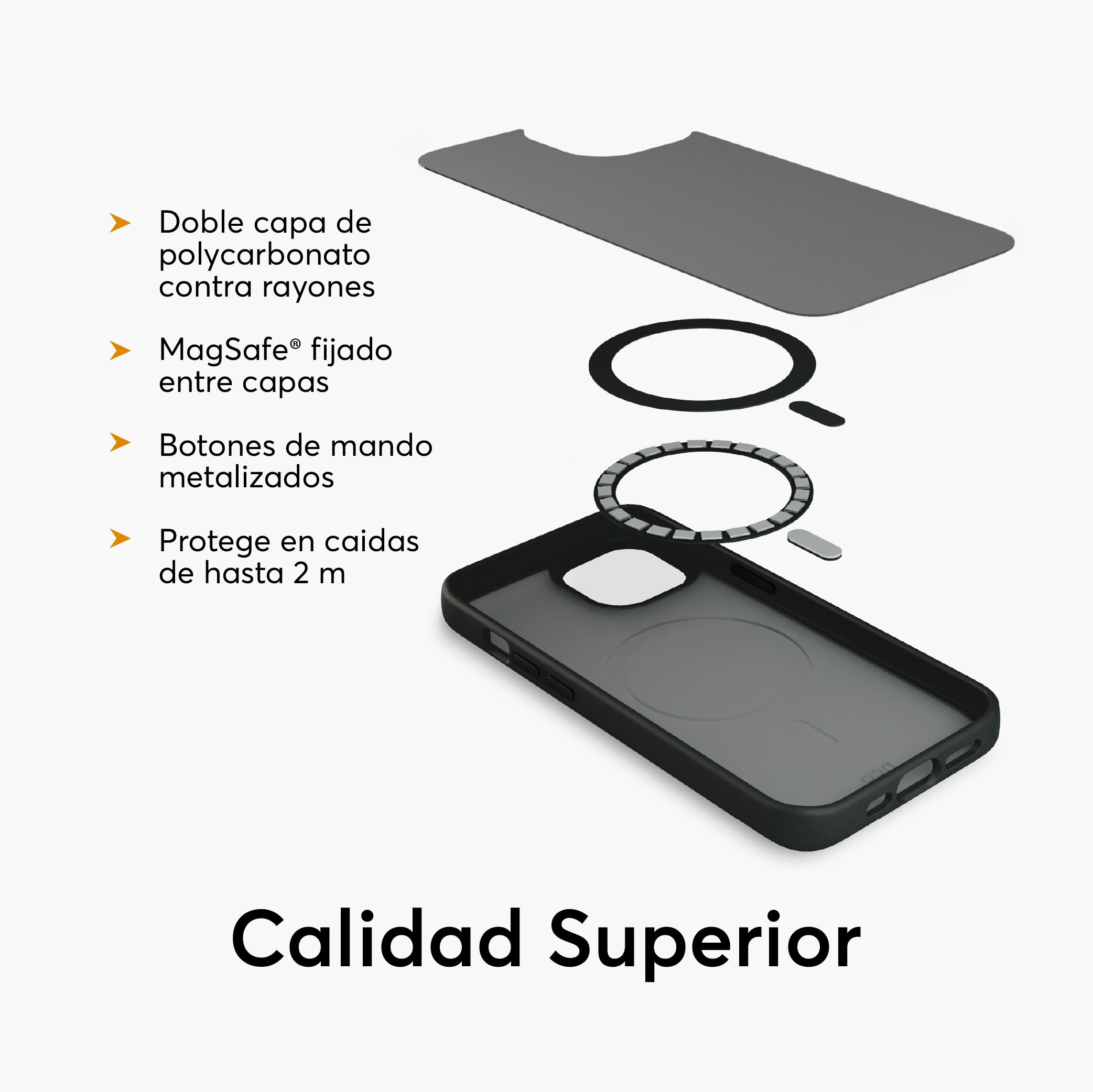 SafeCase Lite Negro para iPhone 15 Series Compatible con MagSafe