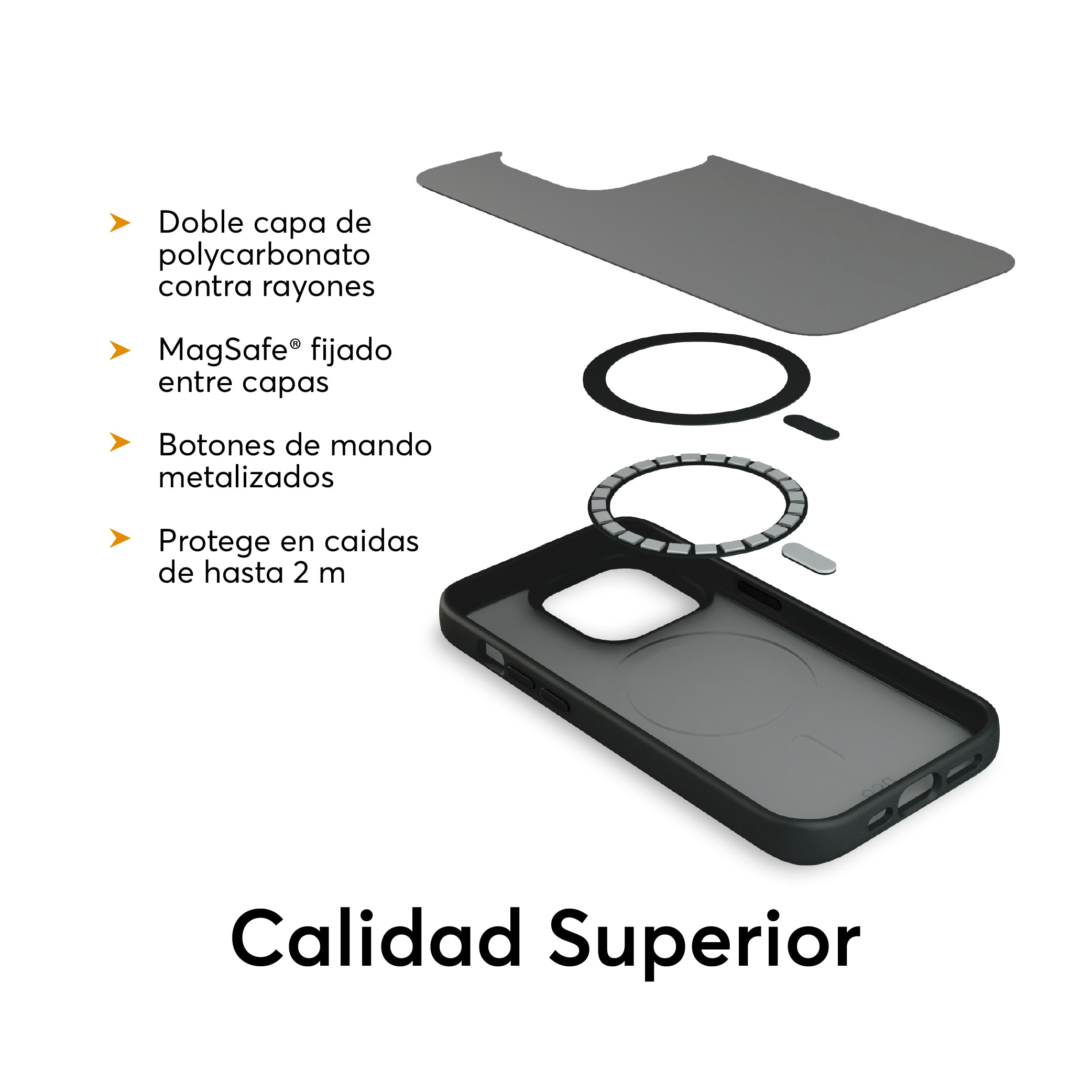 SafeCase Lite Negro para iPhone 15 Series Compatible con MagSafe