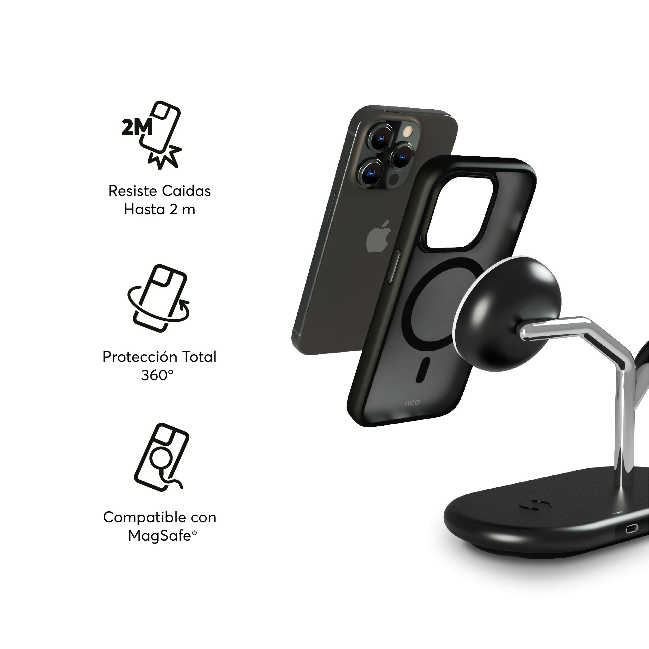 SafeCase Lite Negro para iPhone 15 Series Compatible con MagSafe