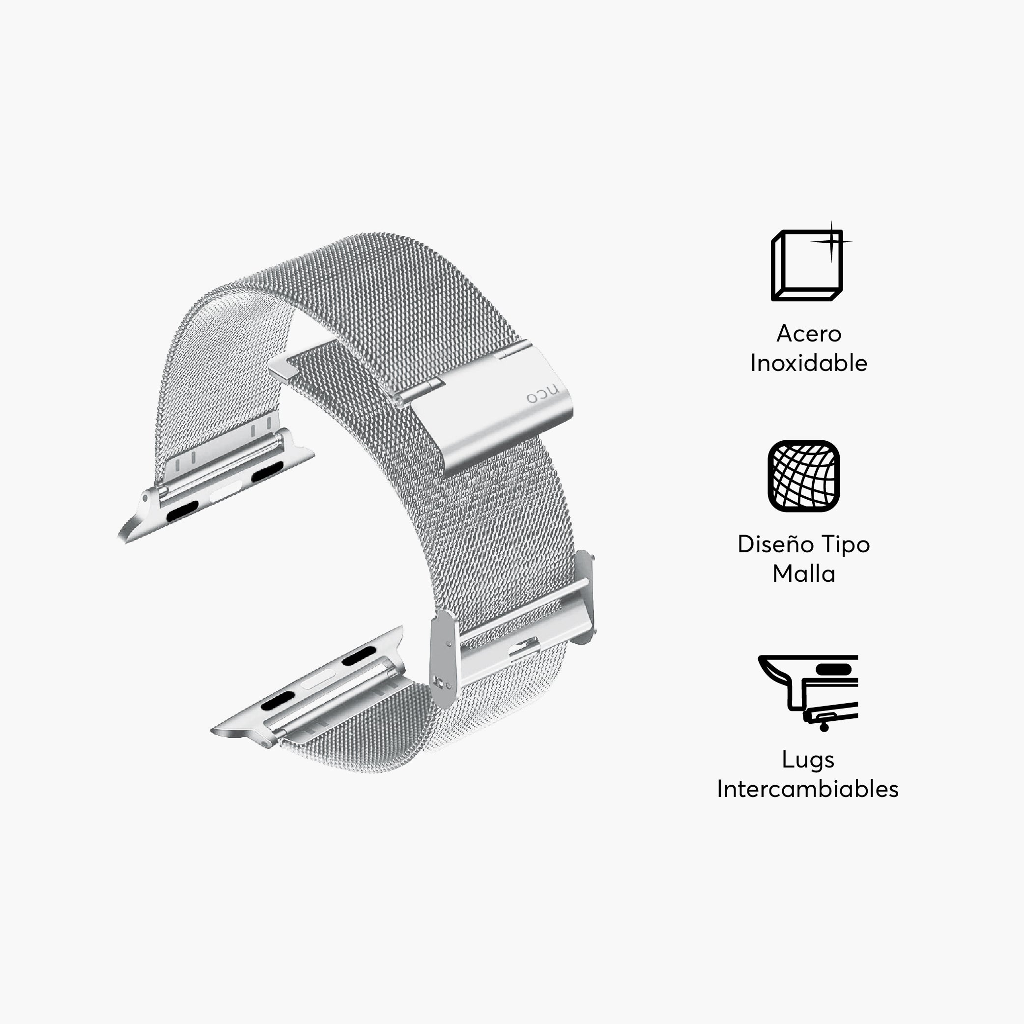 Correa de acero plateada MeshLoop para Apple Watch